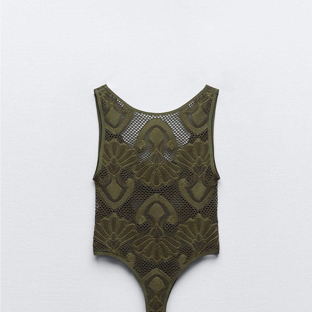 Zara Olive Lace Bodysuit